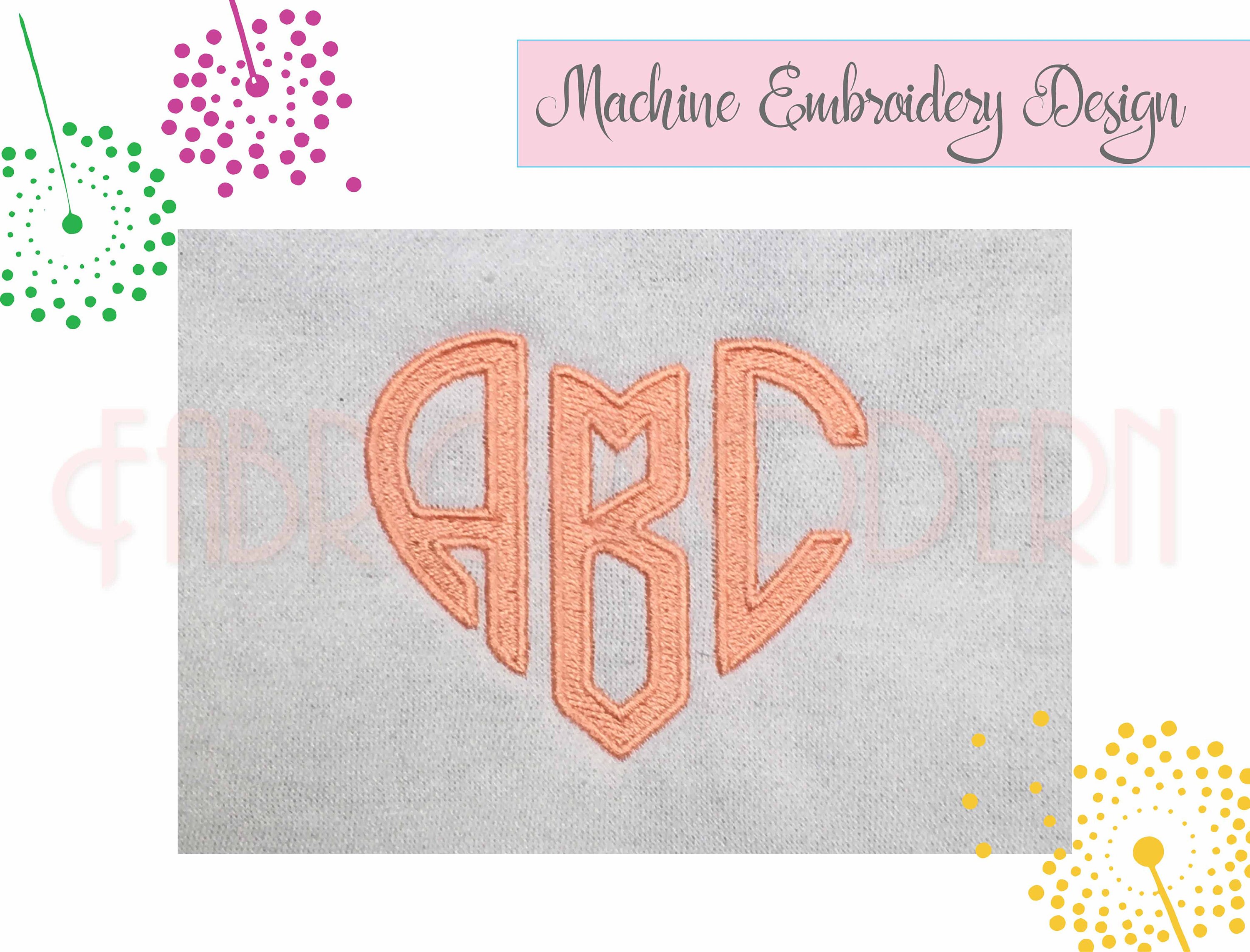 3 HEART MONOGRAM Embroidery Font Design BX 8373 Etsy