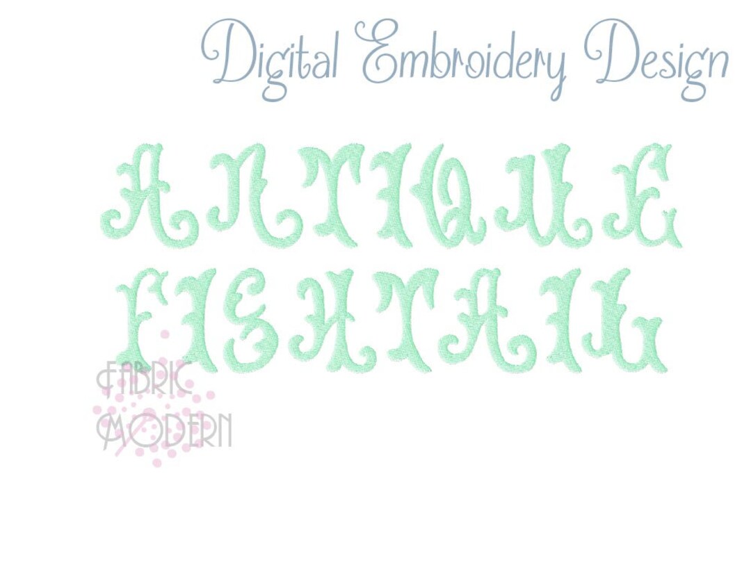 Fishtail Monogram Examples Antique Fishtail Monogram Embroidery Font (1.5 Inch) (digital Download ...
