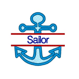 Anchor SPLIT Monogramm Maschinenstickerei Applikation &#39;Seemann Name Rahmen #276