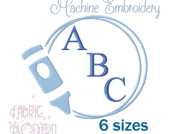 CRAYON monogram Frame Machine Embroidery Design 6 sizes #1167