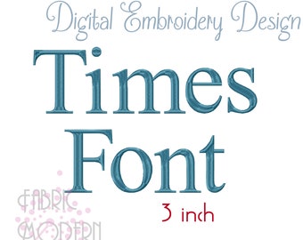 TIMES Embroidery FONT Design 3 inch #1138