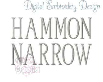 HAMMON Narrow caps Embroidery font alphabet #1034N