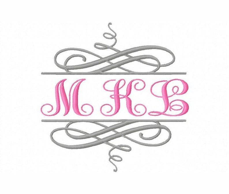 DELADE MONOGRAMRAM Maskinbroderidesign flera storlekar #444 bild 2