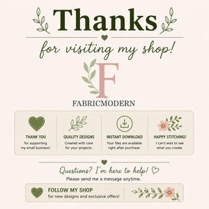 The image is a thank you message from a small business owner to their customers, expressing gratitude for their support and providing information about the products and services offered.