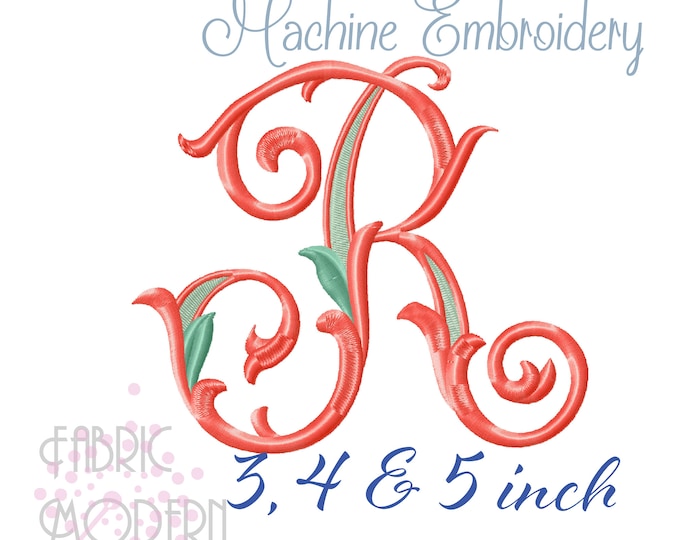 Letter R MONOGRAM Embroidery Design Large Vintage Single - Etsy