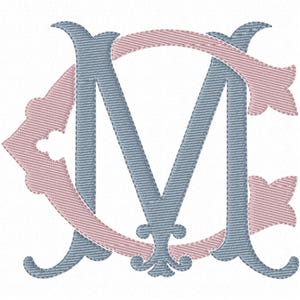 CM MC MONOGRAMA duplo Bordado Design antigo de duas letras
