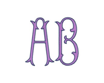 2 inch Fishtail Embroidery Font with bold outline #958-2