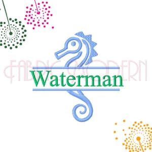SEAHORSE SPLIT FRAME Machine Embroidery Design  split monogram  beach theme  multiple sizes   #617