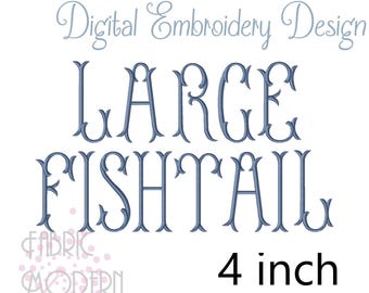 Satin FISHTAIL FONT Embroidery Design  true 4 inch (5x7 hoop) #959-4