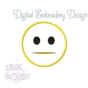 Ambivalent Emoji Embroidery Design Collection  neutral face emoticon  4x4 hoop #1099