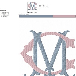 CM MC Double MONOGRAM Embroidery Design Antique Two Letter Design - Etsy