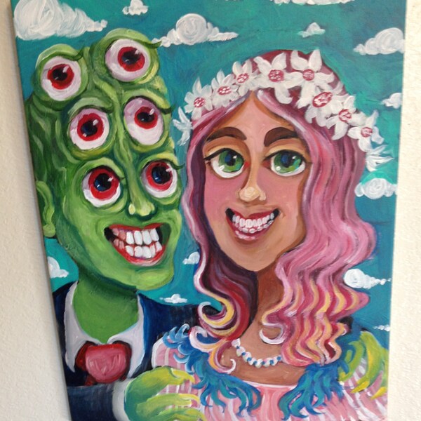16 x 20 "Original Malerei - Happy Couple