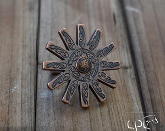 Handmade Spur Rowel Necklace w Aztec concho