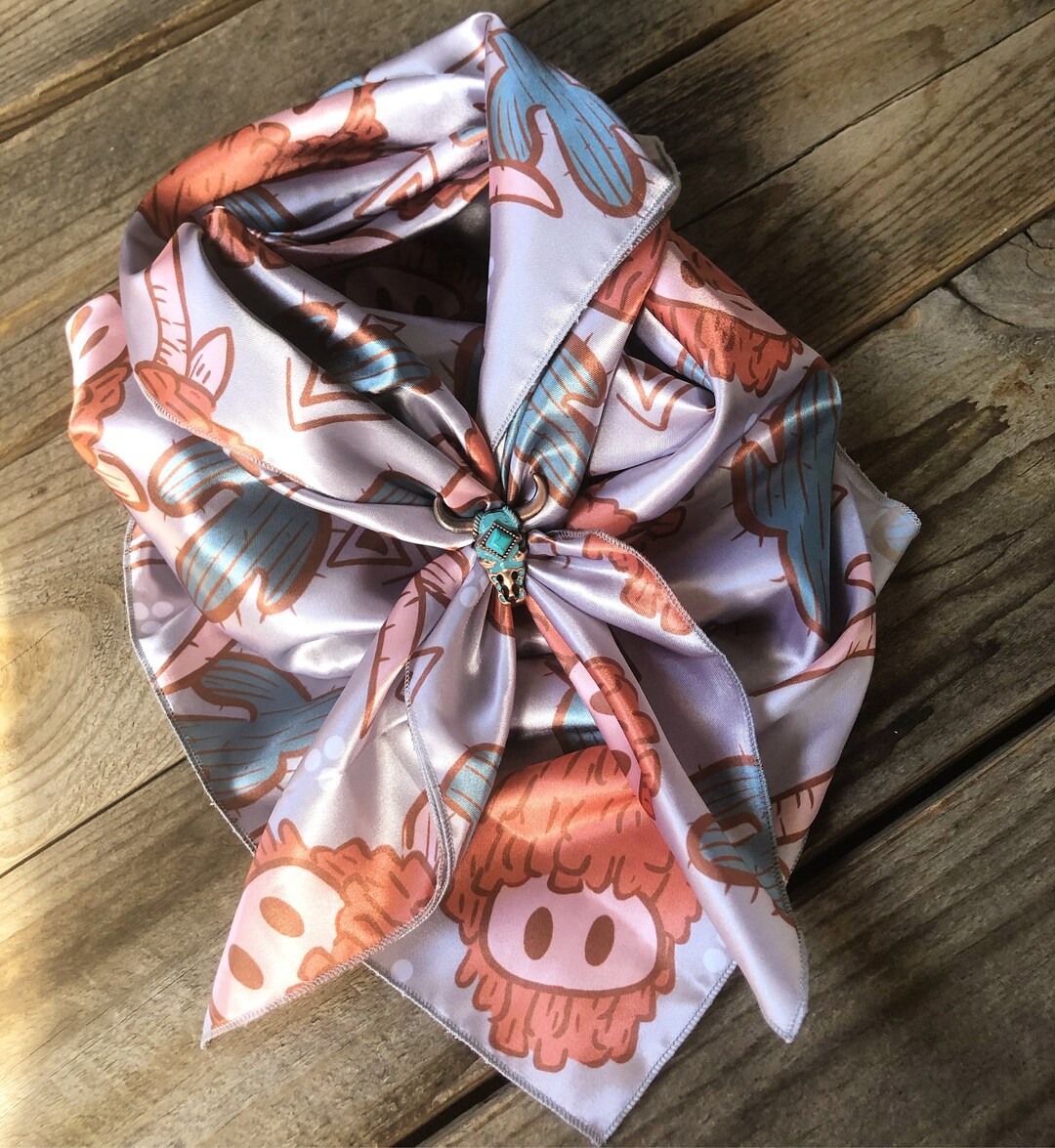 36 Cactus Highland Cow Wild Rag Cowboy Scarf Silk Scarf Western Bandana ...