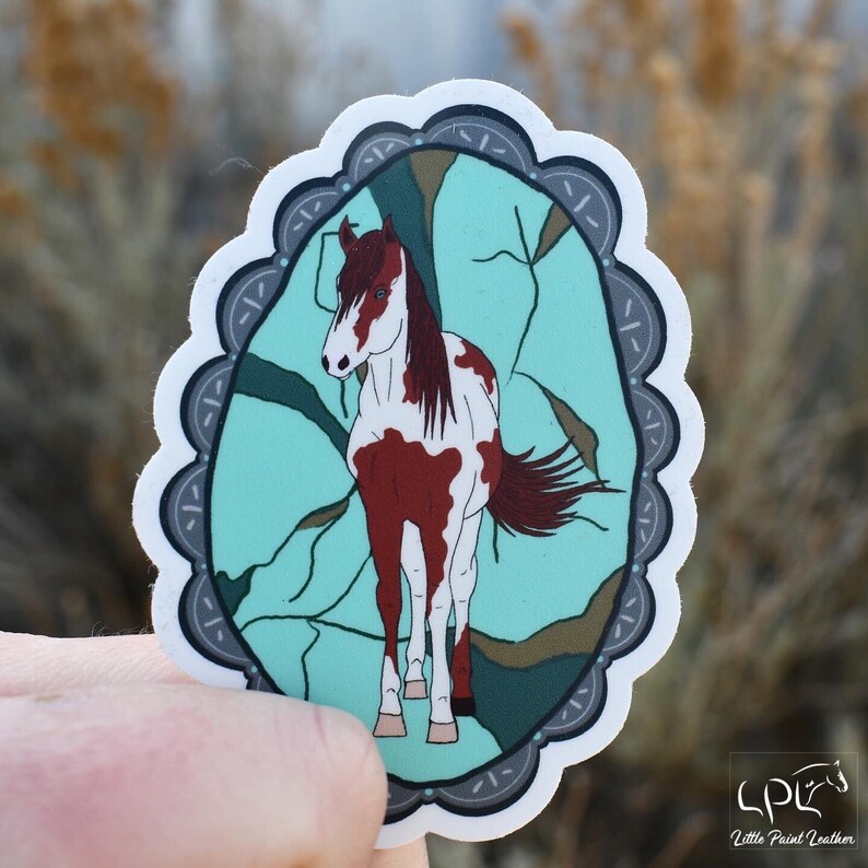 Turquoise Paint Horse Sticker Vinyl Decal Pinto Horse Etsy