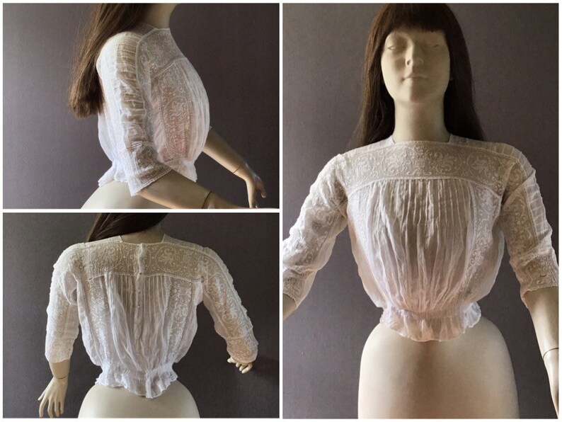 antique lace 36 bust Edwardian lace blouse shirt normandie lace