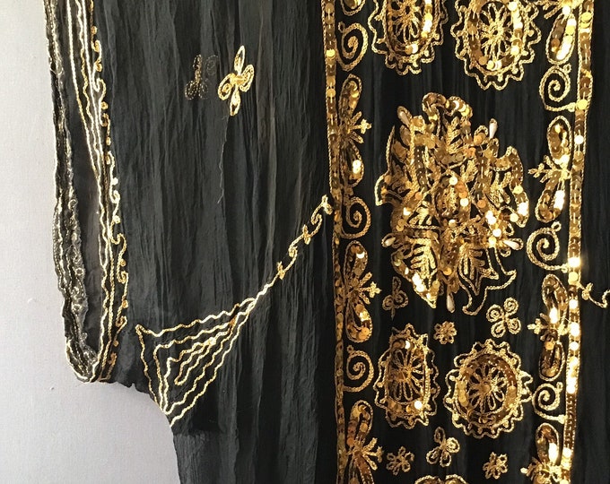 Vintage Khaleegy Dress, Bellydance Costume, Abaya, Caftan, Sheer Dress