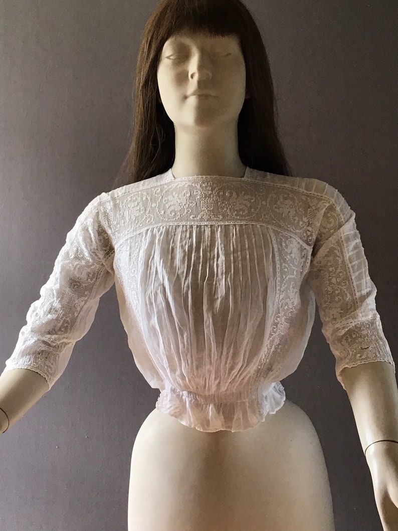 antique lace 36 bust Edwardian lace blouse shirt normandie lace