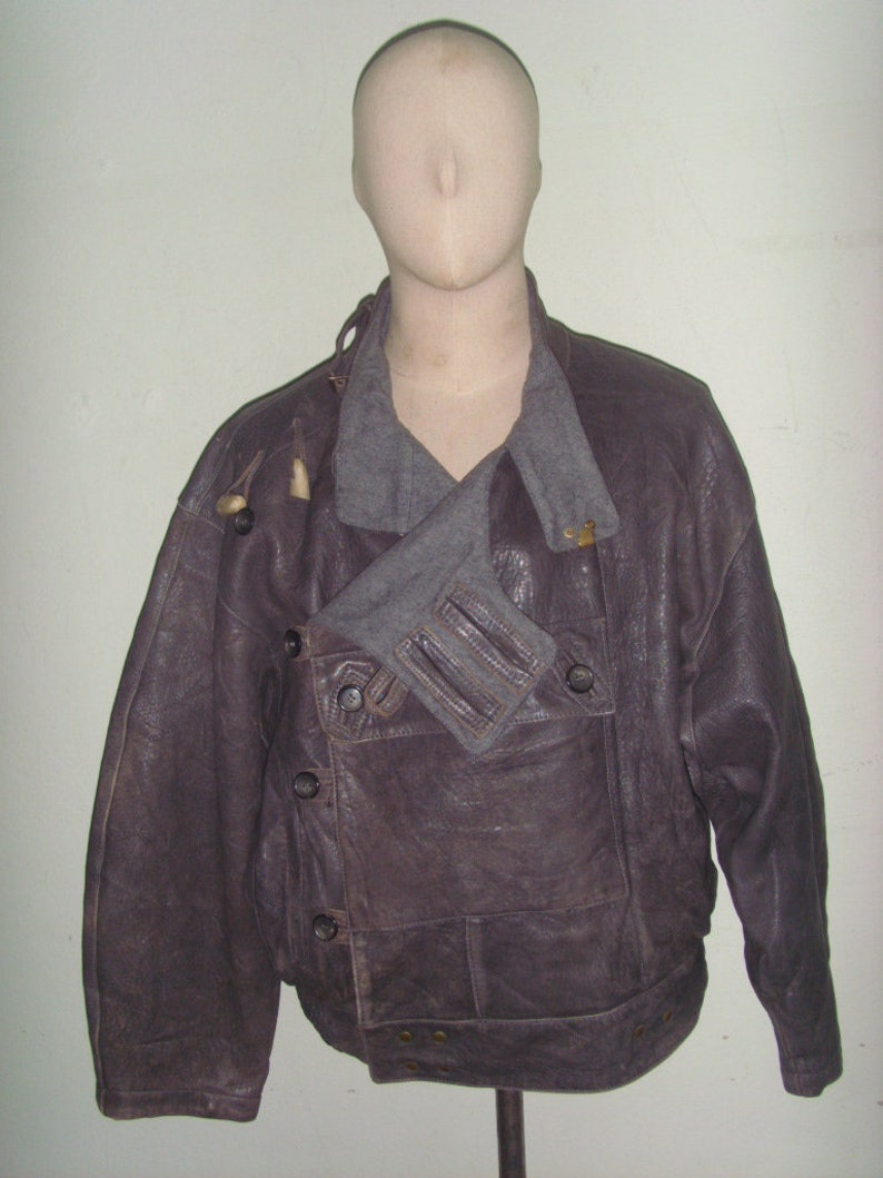 Incredible State Size 50 80/'s Mac Douglas Scarce Vintage Dark Grey Swedish Military Tanker Leather Jacket Reproduction Made in France