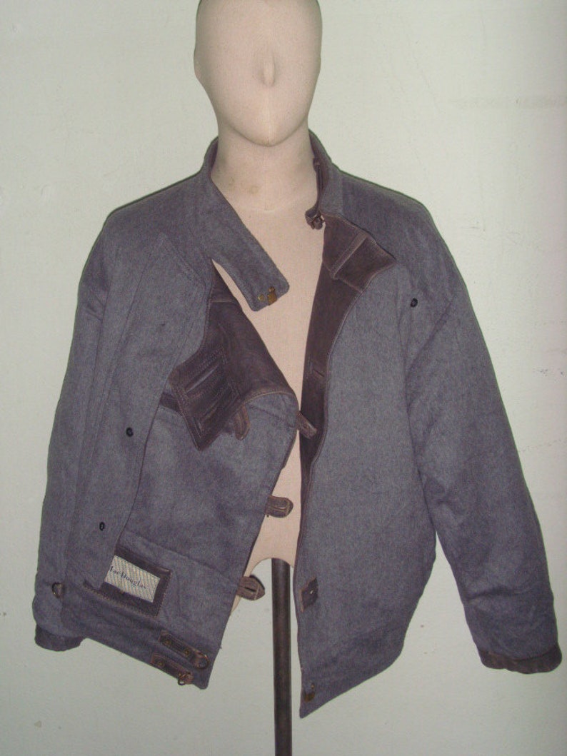 Incredible State Size 50 80/'s Mac Douglas Scarce Vintage Dark Grey Swedish Military Tanker Leather Jacket Reproduction Made in France