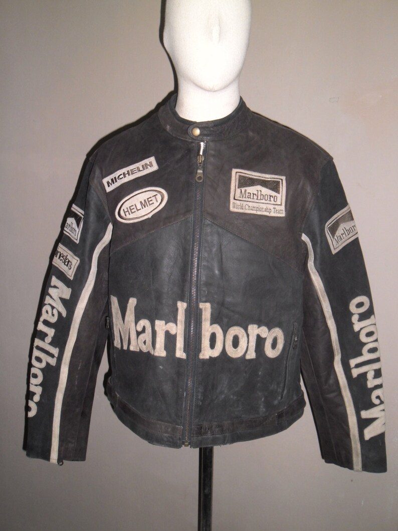 Vintage Top Gear Black Leather Jacket Racing Sport Rider Motorcycle Size L Excellent Condition