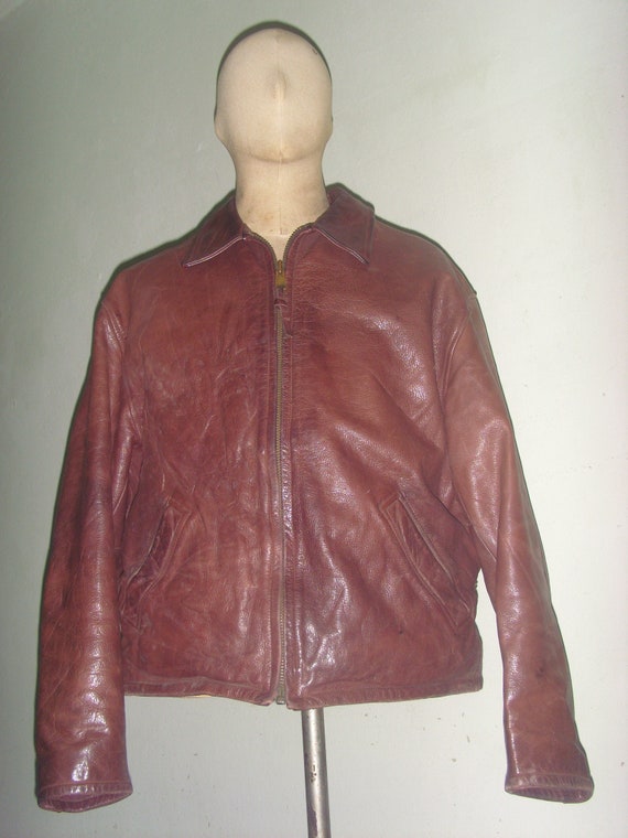 Chaqueta deportiva de cuero marrón Stewart size XL Made in | Etsy México