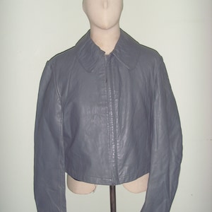 70's Scarce German Navy Submarine Cowhide Leather Jacket , Dark