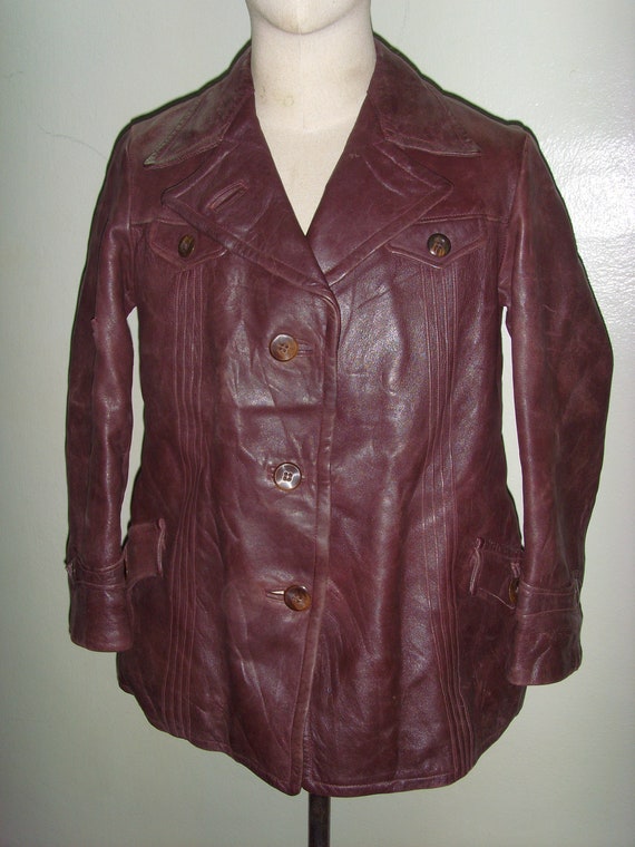 Early 30's Scarce Vintage Brown Women Leather Coat