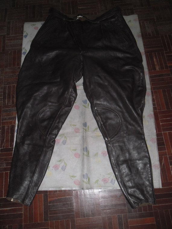 Late 40's Pants Breeches , Brown Motorcyclist Leat