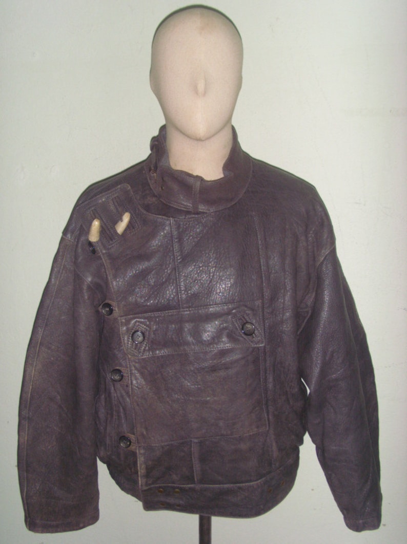 Incredible State Size 50 80/'s Mac Douglas Scarce Vintage Dark Grey Swedish Military Tanker Leather Jacket Reproduction Made in France