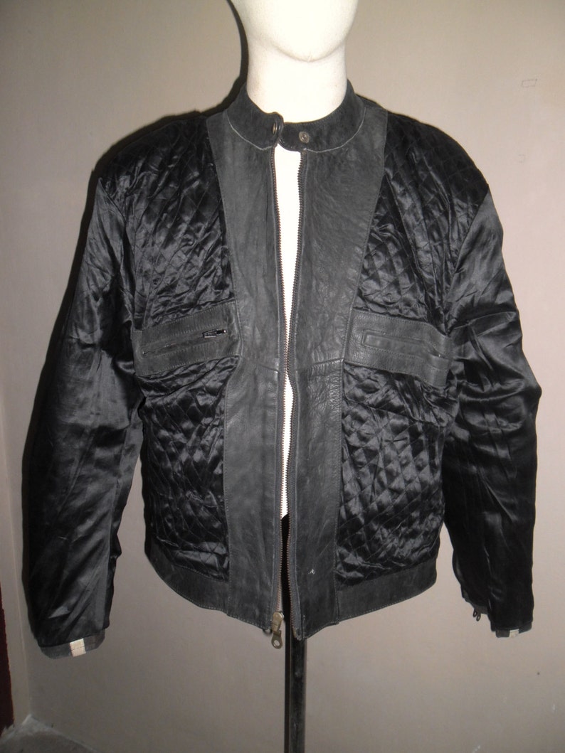 Vintage Top Gear Black Leather Jacket Racing Sport 50