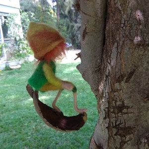 Needle felted elf mobile. Waldorf inspired boys room decoration