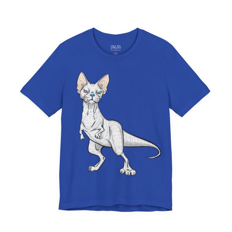 Classic retail fit t-shirt - Devonnosaurus Rex - Colorful gift tee for cat and dinosaur lovers True Royal