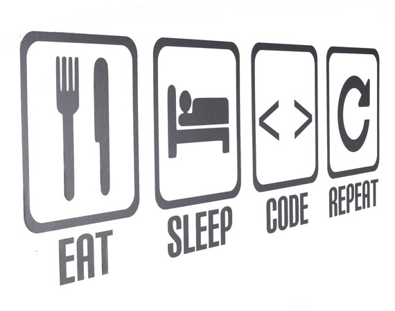 Eat Sleep Code Repeat Vinyl Wall Art Decals Stickers Various Etsy