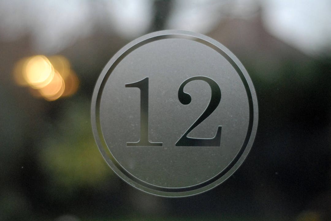 Traditional Round Double Border House Number Decal - Etched Glass Style ...
