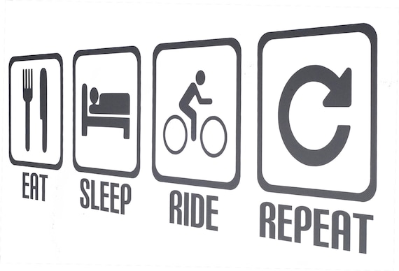 Eat Sleep Ride Repeat Various Colours Cyclist Bike Wall Art Decal//Sticker