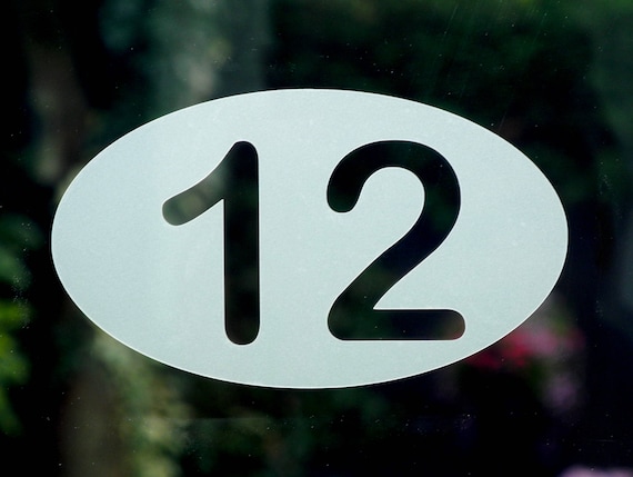 Door Sign Traditional Fanlight Sticker House Number Etch Effect in Oval