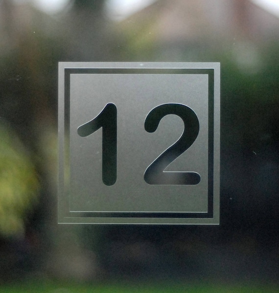 Door Sign Traditional Fanlight Sticker House Number Etch Effect in Oval