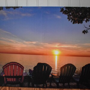 Beautiful summer sunset over Lake Michigan from the top of a dune in Montague on a 16x20 ready to hang canvas