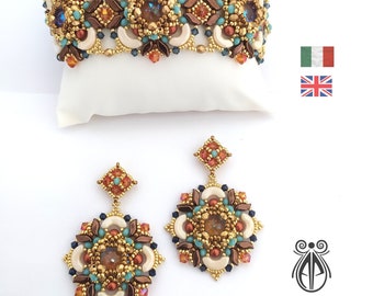 DIY Photo tutorial to create a set consisting of earrings and bracelet with stormduo, arcos by puca, in bead weaving