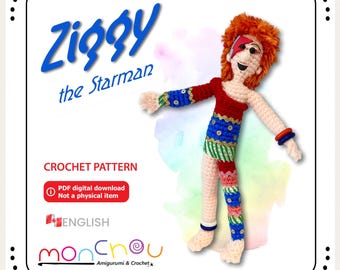 Modèle de poupée au crochet Ziggy le starman