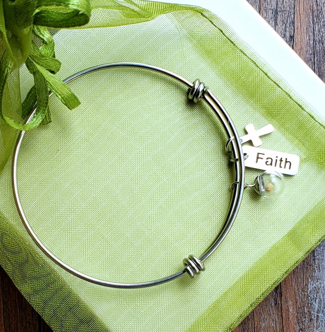 Mustard Seed Charm Bangle Bracelet by Boomdyada in Stainless Etsy