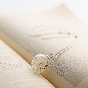 Silver Dandelion seed necklace, Mother&#39;s Day gift for her, Adjustable wish necklace, real dandelion, botanical necklace, wildflower necklace