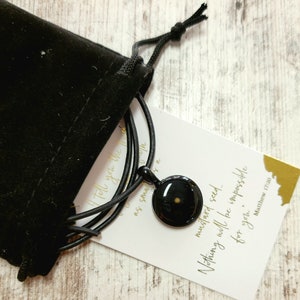 Mustard seed necklace for men in black gunmetal and resin, leather adjustable cord, Father's Day gift for him,  faith, inspiration, baptism