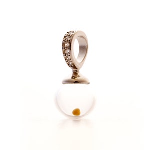 Mustard Seed Pendant Charm, PENDANT ONLY, Sterling Silver with Crystal Inlay By Boomdyada