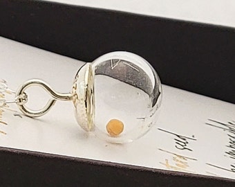 Mustard seed necklace for women, sterling silver, vintage style glass globe/ball, gift for faith, inspiration, strength