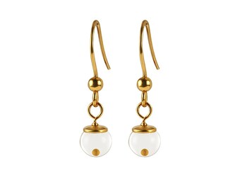 Gold Mustard Seed Globe Earrings: Christian Faith Jewelry