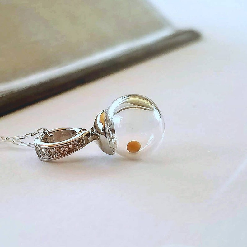 Mustard Seed Necklace Sterling Silver With Crystal Inlay Etsy