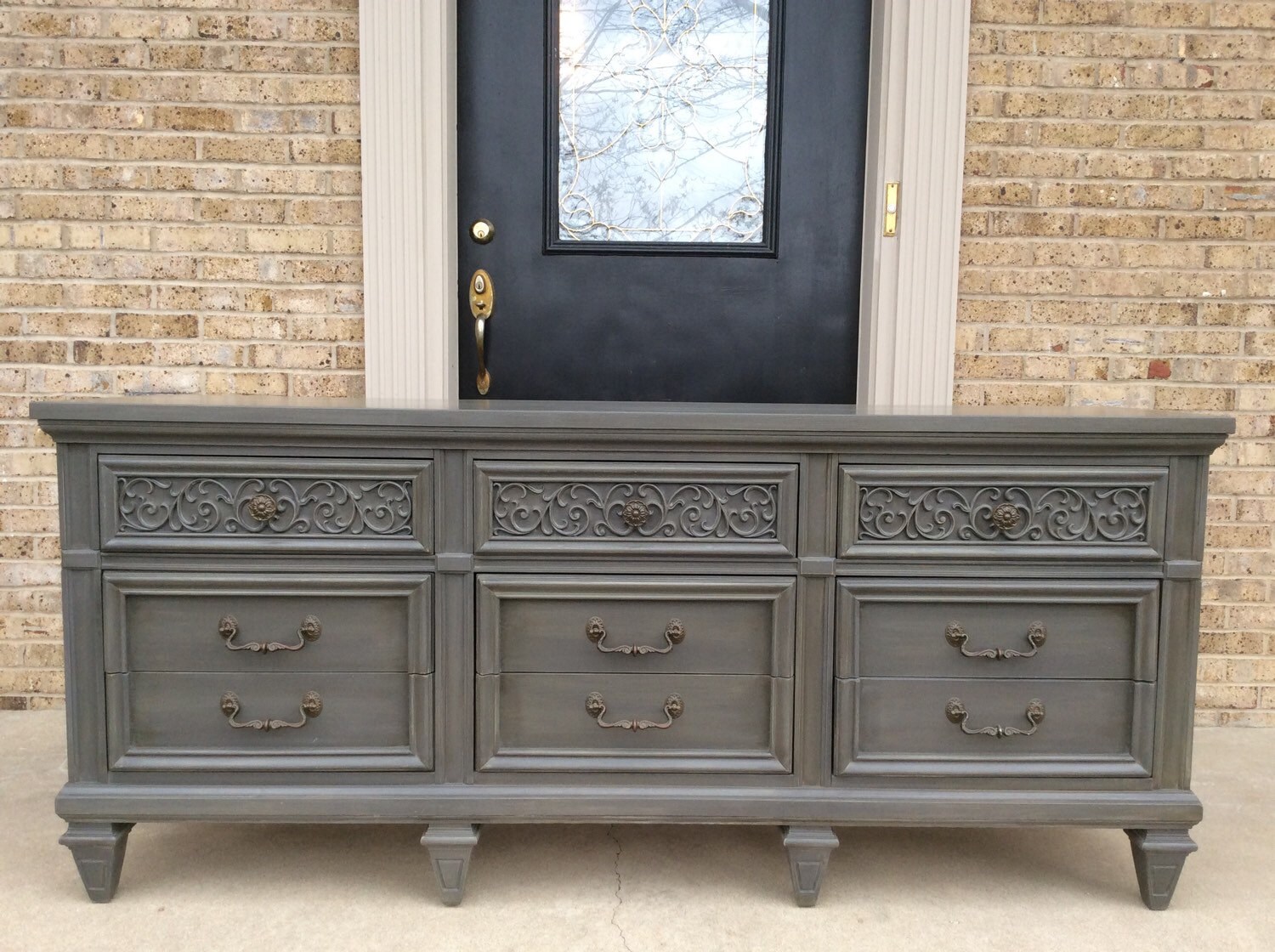 Sold Classic Distressed Grey Triple Dresser Etsy