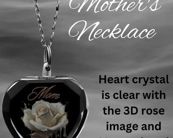 Mom Heart Shaped Crystal Rose Necklace Perfect Gift For Mothers Day